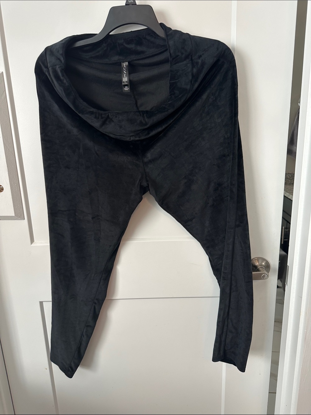 LuLaRoe Luxe Black Velvet Draped Harem Leggings
